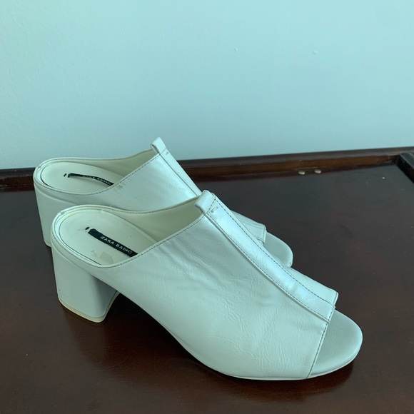 Zara Basic - White Chunky Heel With Thick Strap - Picture 1 of 14